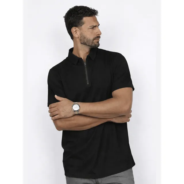 Camisa Polo Masculina Dry Fit Tech Costura Laser Meio Zíper