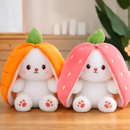 Coelhinho De Pelúcia Bob Antialérgico 2 Em 1 Cenoura Morango