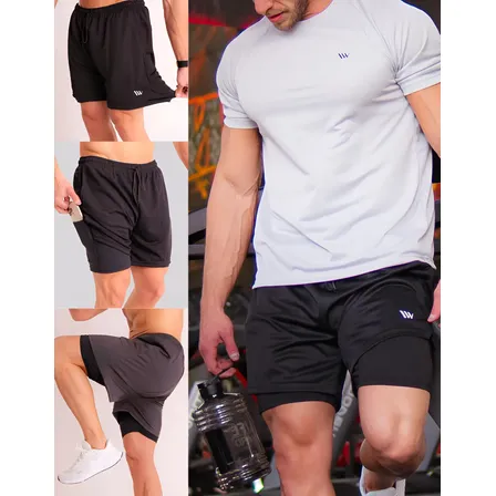 Shorts Dry Fit 2 Em 1 Masculino Térmico Compressão Corrida