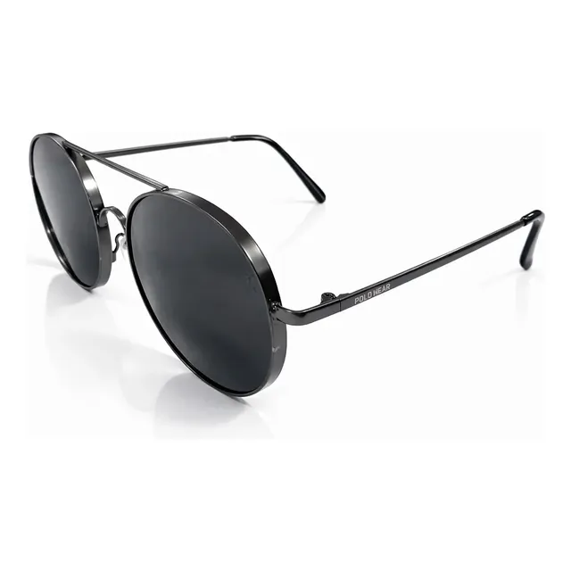 Óculos De Sol Redondo Metal Polo Wear Óculos Redondo Preto