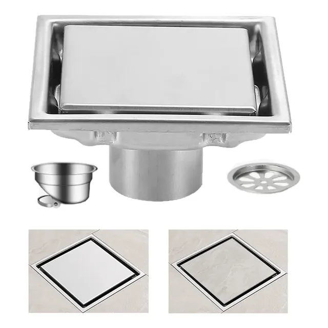 Ralo Inox Square Tampa Invisível Oculta 10x10cm Dreamway