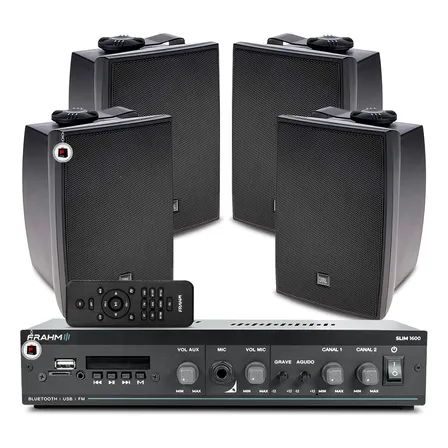 Som Área Externa Bluetooth Frahm Slim 1600 + 04 Caixas Jbl