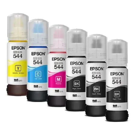 Kit 6 Refil Tintas Epson T544 L3150 L3110 L3210 L3250 L5190 Preto E Color