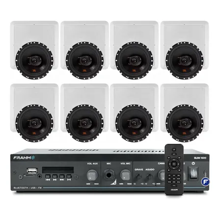 Som Ambiente Bluetooth Embutir Teto Gesso + 8 Arandelas Jbl