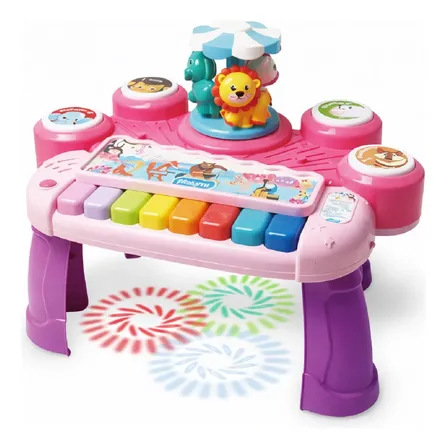 Mesinha Musical Infantil Carrossel Bichinhos Luz E Som