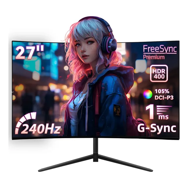 Monitor Gamer 27 Curvo 240hz Full Hd Led Hdmi 127v Preto Cor