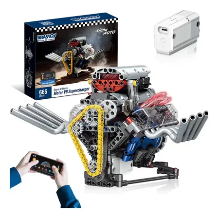 Brastoy Conjunto De Blocos De Construção De Motor V8 692pcs