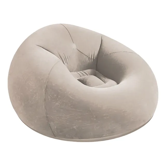 Puff Inflável Poltrona Preguiçoso Portátil Casa E Externo Bege
