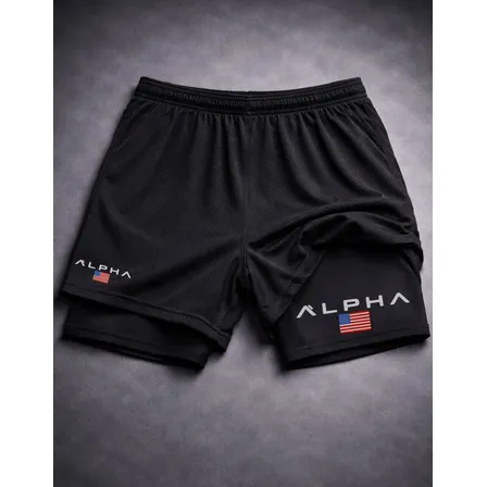 Short Dry Fit Compressão 2 Em 1 Academia Alpha Treino Gym