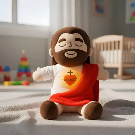 Pelúcia Jesus Menino Respira Luz Acalma Relaxa Crianças Kids