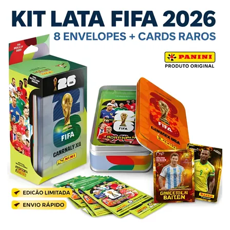 Cards Copa 2026 Kit Lata + 8 Envelopes + Edição Limitada