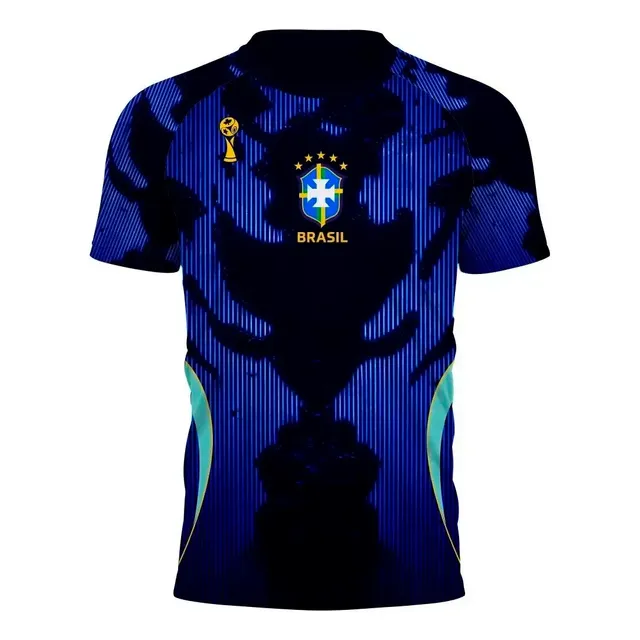 Nova Camisa Brasil Azul Escuro Estampa Poliéster Premium