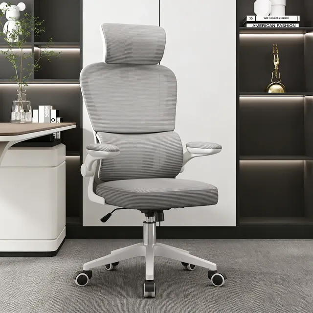 Cadeira Escritório Ergonômica Giratória Ajustável Em Mesh