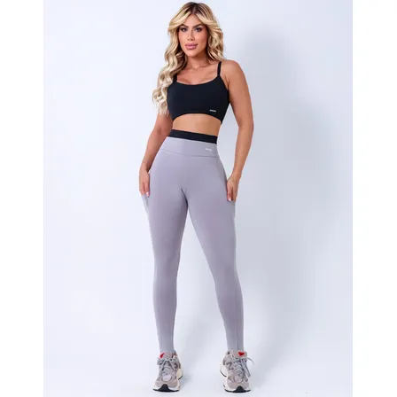 Conjunto Top Calça Academia Fitness Zero Transparência Bolso