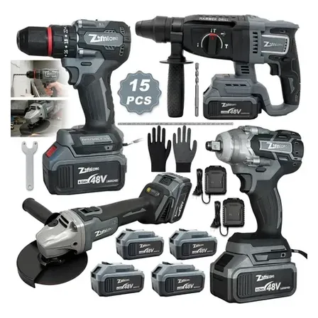 Kit Ferramentas Elétricas 4 Em 1 Profissional Com Baterias