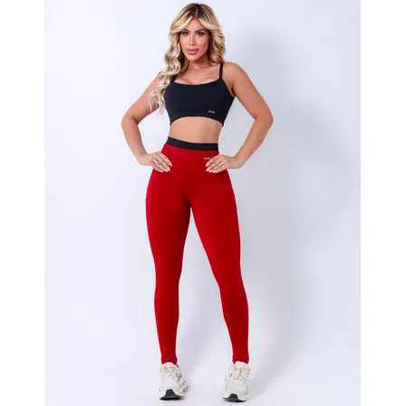 Conjunto Top Calça Academia Fitness Zero Transparência Bolso