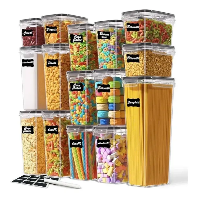 Kit14 Pote Hermético Qd Mantimento Cozinha Dispensa Alimento Tranparente