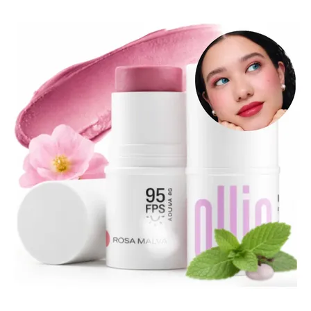 Ollie Bastão Rosa Malva Blush, Batom E Sombra Iluminador Rosa Malva