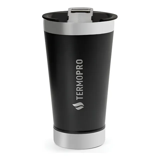 Copo Termico Com Abridor Tampa Cerveja Chopp 500ml Termopro Preto N/a