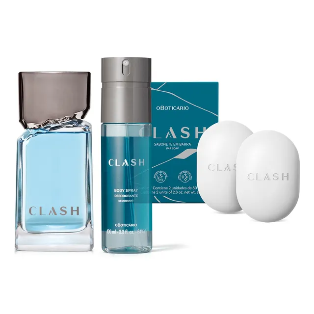 Combo Clash: Desodorante Colônia 100ml + Sabonete Em Barra 2x80g + Body Spray 100ml