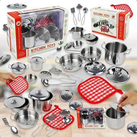 Jogo Infantil Cozinha Inox Educativo Com Mini Panelas