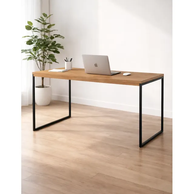 Mesa De Computador Escrivaninha Freijó Madeirado Pé Metalon Industrial 120x60 Jm3 Móveis Marrom