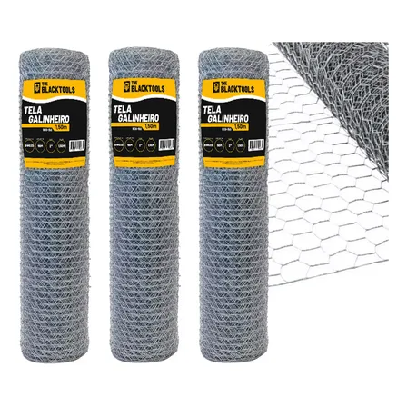 Kit 3 Telas Galinheiro Malha Galvanizada 50m X 1,50m Fio 23