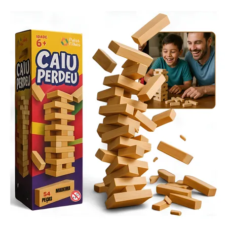 Caiu Perdeu Jogo Divertido De Habilidade Manual Com 54 Peças