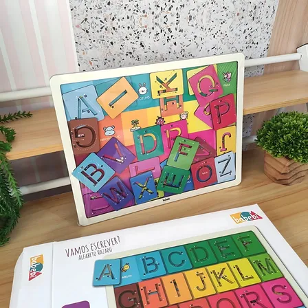 Tabuleiro Alfabeto Letras Vazado Didático Alfabetização