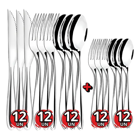 Jogo De Talheres 60 Peças Aço Inox Completo