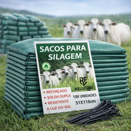 Sacos Para Silagem Verde 51 X 110cm 100un + 100 Abraçadeiras