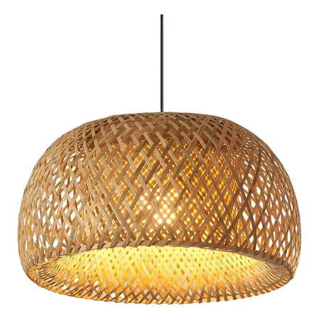 Luminária Teto Lustre Pendente Palha Madeira Vime Sala 38cm