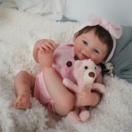 Boneca Bebê Reborn Realista 48cm Menina Sorridente Silicone