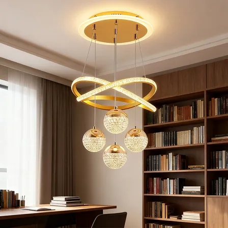 Lustres Led Pendente Moderno,luminaria De Teto 2anéis 4bolas