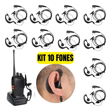 Kit 10 Fone De Ouvido De Radio Comunicador Baofeng 777s Uv5r