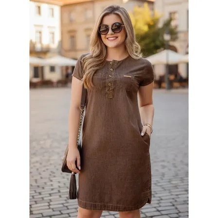 Vestido Feminino Jeans... Vista-se Com Estilo. (ref 1052)