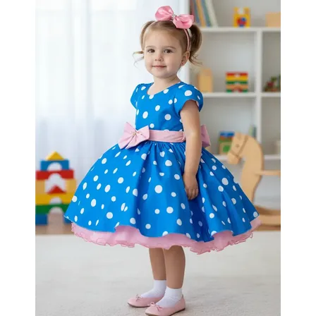 Vestido Infantil Galinha Pintadinha Rosa Bico De Pato Faixa