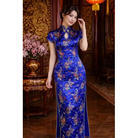 Vestido Oriental Longo Estampa Dragão Frete Grátis+brinde
