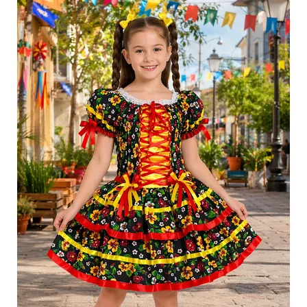 Vestido Festa Junina Infantil Menina Caipira Chique São João