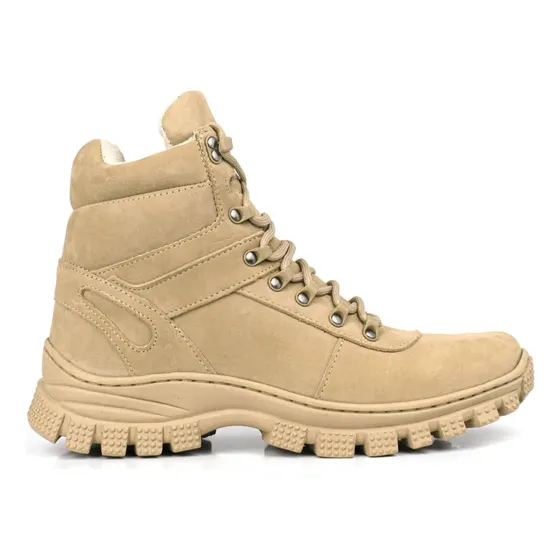Bota Militar Cano Curto Masculino Couro Areia Lançamento