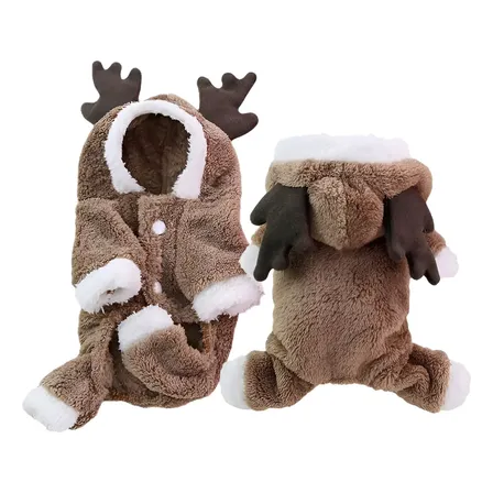 Roupa De Cachorro Pet Fantasia Alce Inverno Com Capuz