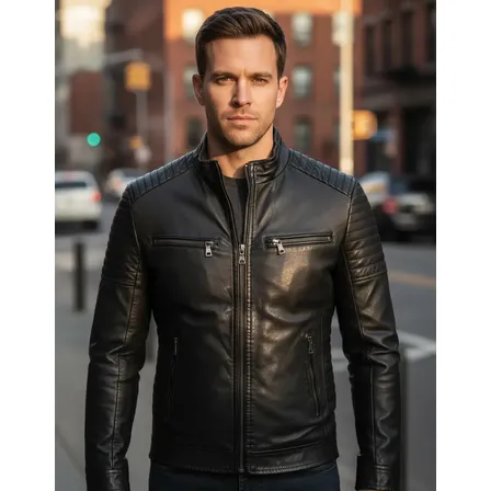 Jaqueta Masculina De Couro Slim Fit