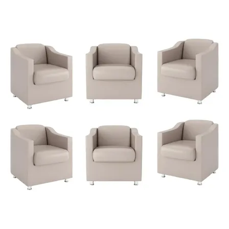 Kit 6 Poltronas Para Recepção Clínica Médica - Balaqui Decor