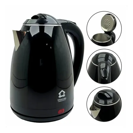 Chaleira Elétrica Jarra Bule 1,8 Litros 1800w Garrafa Inox Cor Preto 220v