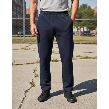 Calça Masculina Moletom Sem Pelúcia Sem Punho Básica Reta