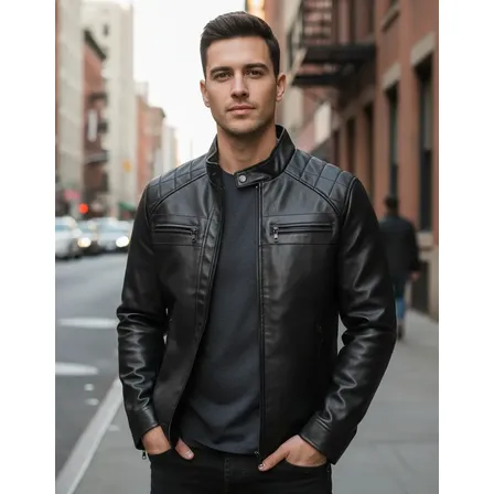 Casaco Couro Masculino Slim Resistente