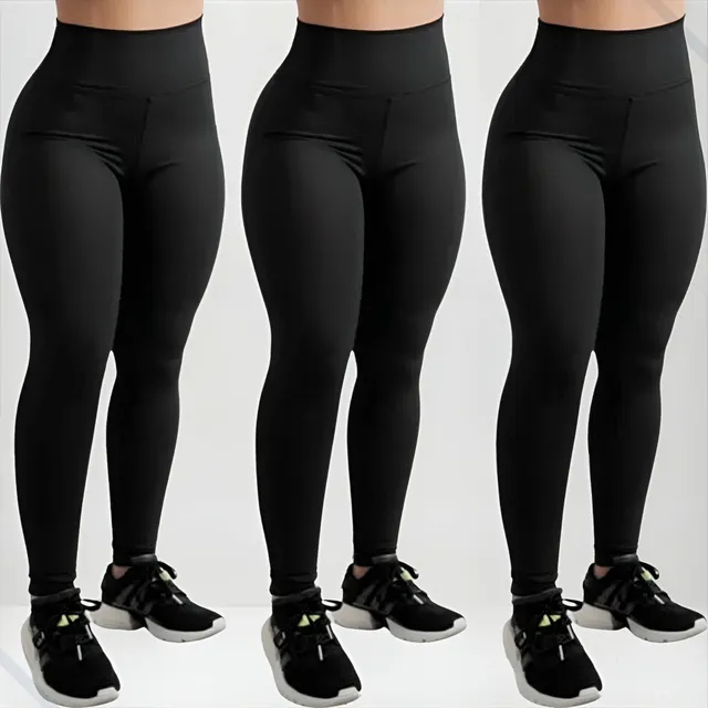Calça Legging Kit 3 Grossa Suplex Cós Alto Leg Reforçada