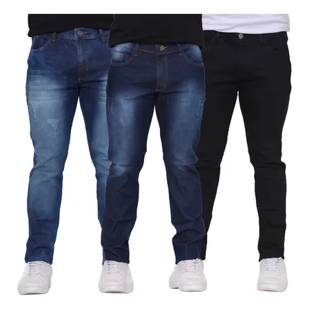 Kit 3 Calças Masculina Com Laycra Skinny Tamanho 34 Ao 56
