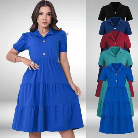 Vestido Feminino Midi Moda Evangélica Soltinho Confortável