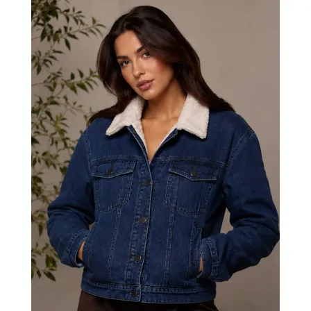 Jaqueta Feminina Teddy Jeans Forrada Pelinho Casaco Basico